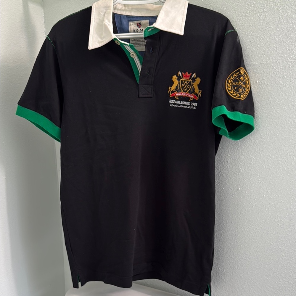 Beverly Hills Polo Club Black and Green Polo Shirt